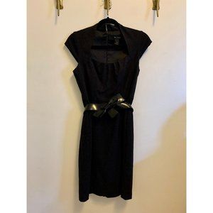 White House Black Market Black Dress with Bow Belt